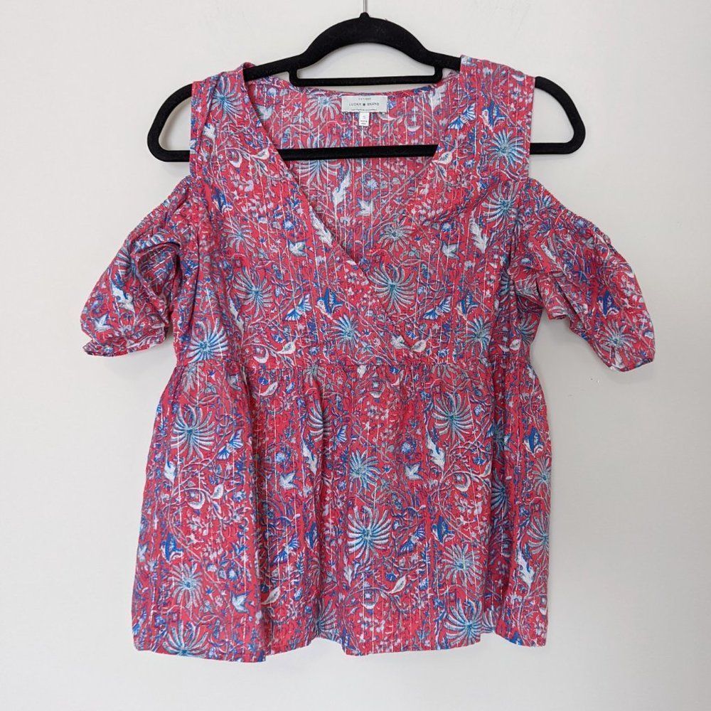Lucky Brand Ruffle Cold Shoulder Blouse